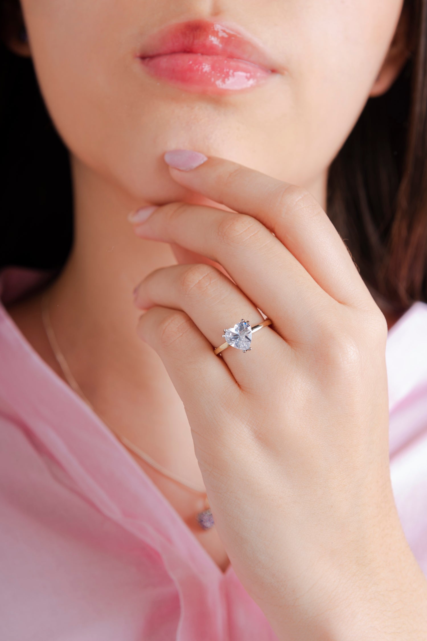 Anillo Solitario Corazon de Luz